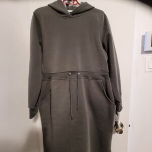 Long Sleeve Gray Hoodie Dress
